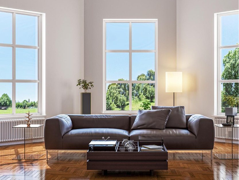 Section titled "Is AMC Right For You?" with living room windows image and checklist plus commercial pricing details