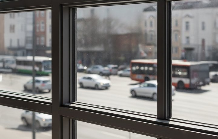 Safety and soundproof window glass with traffic outside