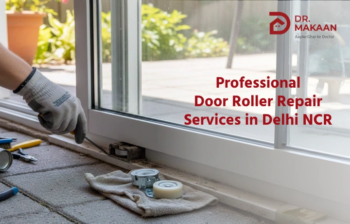 Dr Makaan technician providing door roller repair services in Delhi NCR