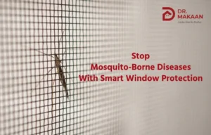 Mosquito mesh installed on home windows to prevent insects and improve ventilation