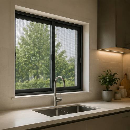 Kitchen window mosquito mesh for ventilation and insect protection